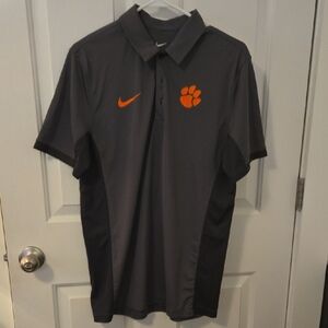 Nike Men's Dark Gray Polo with Orange Accents